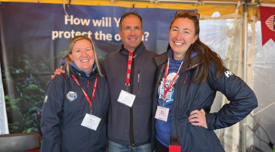 Sailors for the Sea's Jennifer Brett and Emily Conklin with Skipper Mike Ingham