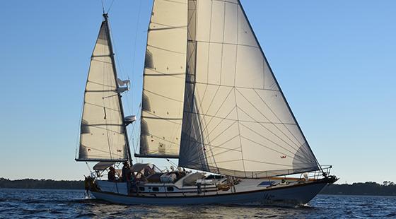 Lyra under sail ketch sailboat