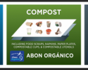 Descriptive signs to show what should be composted, recycled, and thrown away. Signs