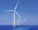 A close-up view of the Block Island Wind Farm. Photo credit: Shaun Dakin on Unsplash. wind turbine, wind farm, offshore wind, renewable energy, block island, unsplash