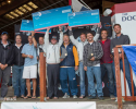 Prize giving at the landing with "Happy Gilmore" checks. prize giving, Atlantic cup, landing,