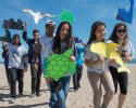 High school students role playing ocean planning on the Coney Island beach during the Youth Ocean Conservation Summit held at the Wildlife Conservation Society's New York Aquarium. Photo credit to Julie Larsen Maher, WCS. ocean planning, students, marine science