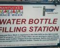 Text on the water station also educates sailors about the Clean Regattas Program. Close up view of the water station
