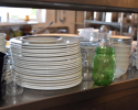 Chicago Yacht Club provided real plates and silverware to cut down on single-use materials that are normally associated with events. real plates, not disposable, environmentally friendly parties,