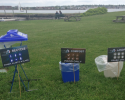 The three bin system: recycling, compost and trash stations even works at a windy Ft. Adams! Compost, recycling, trash, Fort Adams