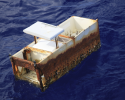 A floating refrigerator is covered in life on the underside and full of Japanese food on the inside. Photo credit: Patricia Keoughan Japanese, tsunami, marine debris, barnacles, pacific ocean, gyre, plastic pollution
