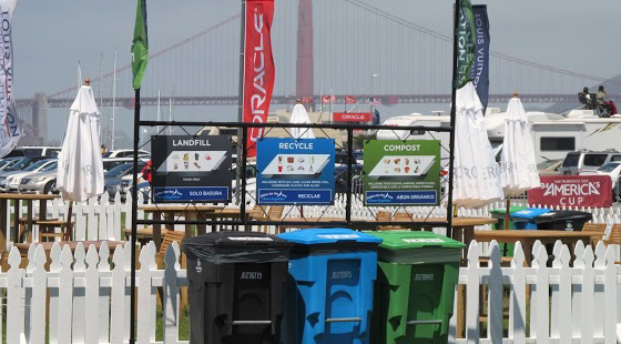 Waste stations in the Marina Green. America's Cup Wate Stations